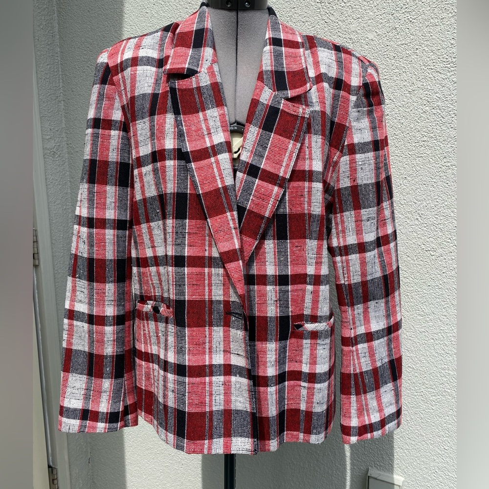 Marjorie Hamilton Womens Plaid Blazer size 12